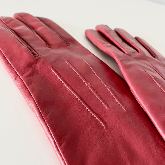 JESSICA Red Faux Leather Gloves with Thinsulate Lining - Size 7 - Picture 4 of 5